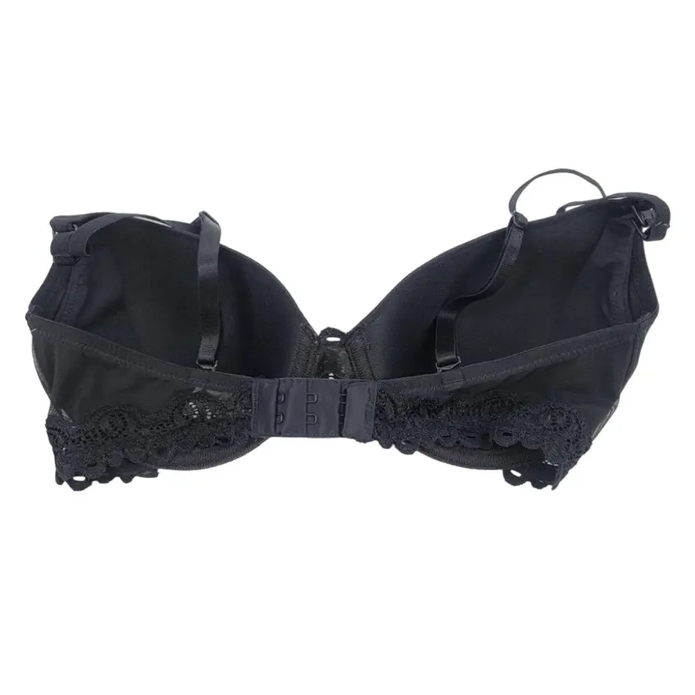 Natori Private Luxuries Black Demi Lace Trim Underwire Bra Size 32D